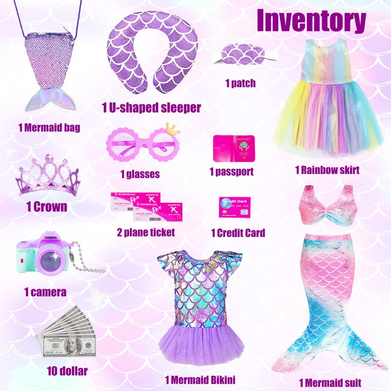 ibayda Mermaid 18 inch Doll Clothes and Doll Accessories Case Luggage Travel Play Set Include Suitcase  Dresses  Bag  Camera  Glasses  Pillow  Eyeshade Etc (No Doll) - Image 2